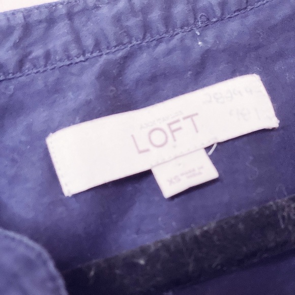 Loft Navy Blue V Neck Longsleeve Button Down - Picture 3 of 4